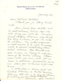 [Carta] 1948 ene. 22, California [a] Gabriela Mistral