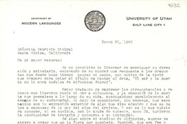[Carta] 1948 ene. 25, Salt Lake City, Utah [a] Gabriela Mistral, Santa Mónica, California