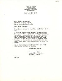[Carta] 1948 feb. 16, Long Beach, California [a] Gabriela Mistral, Santa Bárbara, California
