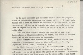 Entrevista en Nueva York en viaje a Francia