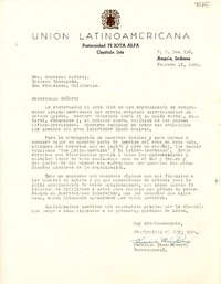 [Carta] 1949 feb. 12, Angola, Indiana [a] Gabriela Mistral, San Francisco, California