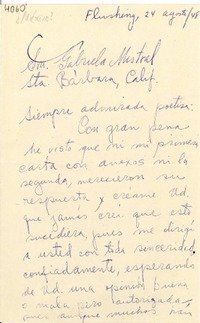 [Carta] 1948 ago. 24, New York [a] Gabriela Mistral, Santa Bárbara, California