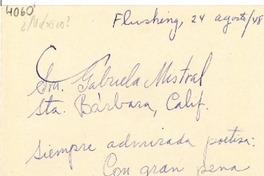 [Carta] 1948 ago. 24, New York [a] Gabriela Mistral, Santa Bárbara, California