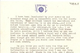 [Carta] 1949 ago. 3, Nazareth, Michigan, [EE.UU.] [a] Gabriela [Mistral], Santa Bárbara, California, [EE.UU.]