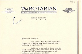[Carta] 1948 oct. 13, Chicago, Illinois [a] Gabriela Mistral, Santa Bárbara, California