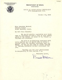 [Carta] 1948 oct. 26, Washington D. C. [a] Gabriela Mistral, Santa Bárbara, California
