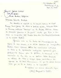 [Carta] 1948 oct. 31, N. Jersey [a] Gabriela Mistral, Santa Bárbara, California