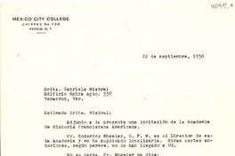 [Carta] 1950 sept. 22, México D. F. [a] Gabriela Mistral, Veracruz