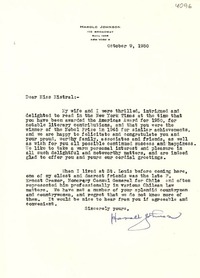 [Carta] 1950 oct. 9, New York [a] Gabriela Mistral