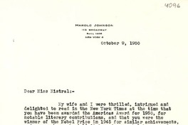 [Carta] 1950 oct. 9, New York [a] Gabriela Mistral