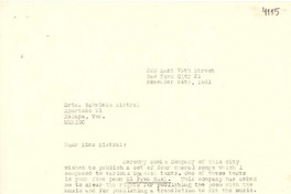 [Carta] 1951 nov. 24, New York, [E.E.U.U.] [a] Gabriela Mistral, Jalapa, Ver., México