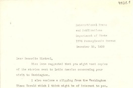 [Carta] 1950 dic. 15, [Estados Unidos] [a] Gabriela Mistral