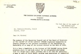 [Carta] 1951 mayo 31, Webster Groves, Missouri [a] Gabriela Mistral, Nápoles