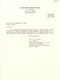 [Carta] 1952 mayo 26, Nápoles, Italia [a] Cónsul de Chile, Nápoles, Italia