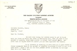 [Carta] 1951 jul. 23, Webster Groves, Missouri [a] Gabriela Mistral, Rapallo, Italia