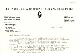 [Carta] 1951 jul. 30, Milwaukee, Wisconsin [a] Gabriela Mistral