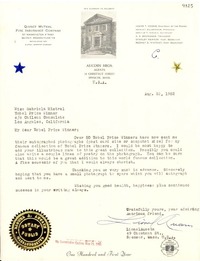 [Carta] 1952 ago. 22, Spencer, Massachusetts, EE.UU. [a] Gabriela Mistral, Los Angeles, California, [EE.UU.]