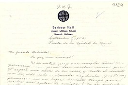 [Carta] 1952 sept. 7, Nazareth, Michigan, [EE.UU.] [a] Gabriela [Mistral]