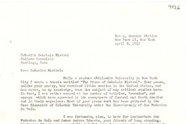[Carta] 1953 abr. 8, New York [a] Gabriela Mistral, Santiago, Cuba