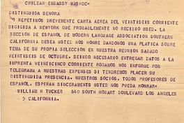 [Telegrama] 1953 mayo 18, Los Angeles, California, [EE.UU.] [a] Gabriela Mistral, Washington D. C., [EE.UU.]