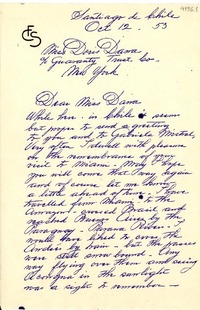 [Carta] 1953 oct. 12, Santiago de Chile [a] Doris Dana
