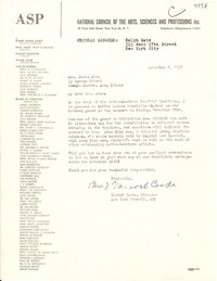 [Carta] 1954 nov. 8, New York, [E.E.U.U.] [a] Doris Dana, Roslyn Harbor, Long Island, [N. Y.], [E.E.U.U.]