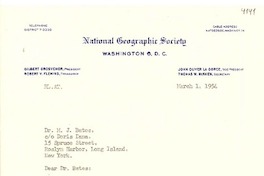 [Carta] 1954 mar. 1, Washington D. C. [a] Dr. M. J. Bates, Long Island, New York