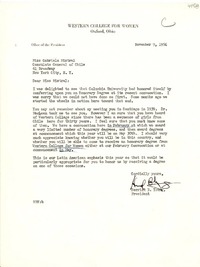 [Carta] 1954 nov. 9, Oxford, Ohio, [E.E.U.U.] [a] Gabriela Mistral, New York, [E.E.U.U.]