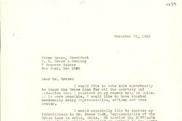 [Carta] 1954 nov. 10, Roslyn Harbor, L. I., New York, [E.E.U.U.] [a] Peter Grace, New York, [E.E.U.U.]