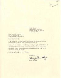 [Carta] 1955 ene. 5, Detroit, Michigan, United States of America [a] Gabriela Mistral, Santa Barbara, California