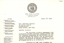 [Carta] 1954 jun. 17, New York [a] Gabriela Mistral, Long Island, New York