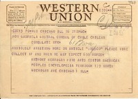 [Telegrama] 1955 ene. 26, Chicago, Ill. [a] Gabriela Mistral, New York