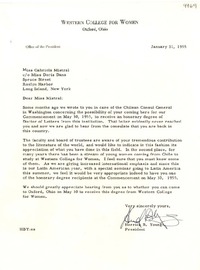 [Carta] 1955 jan. 31, [Oxford, Ohio] [a] [Gabriela] Mistral, co Doris Dana, Long Island, New York