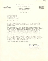 [Carta] 1954 jul. 28, Cleveland, Ohio [a] Gabriela Mistral, Long Island, New York