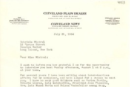 [Carta] 1954 jul. 28, Cleveland, Ohio [a] Gabriela Mistral, Long Island, New York