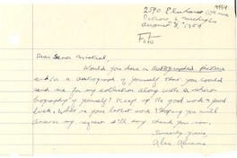 [Carta] 1954 ago. 8, Detroit, Michigan [a] Gabriela Mistral