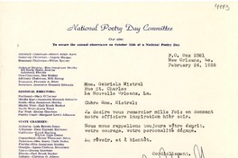 [Carta] 1955 feb. 24, New Orleans, La. [a] [Gabriela Mistral]