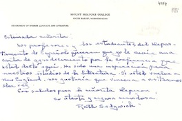 [Carta] [1955?], [South Hadley, Massachusetts] [a] [Gabriela Mistral]