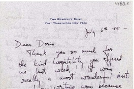 [Carta] 1955 jul. 6, New York [a] Doris Dana