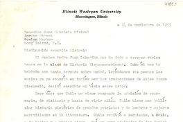 [Carta] 1955 nov. 24, Bloomington, Illinois [a] Gabriela Mistral, Long Island, New York
