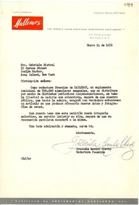 [Carta] 1956 ene. 24, New York [a] Gabriela Mistral, Long Island, New York