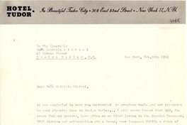 [Carta] 1956 feb. 26, New York [a] Gabriela Mistral, Roslyn Harbor, New York