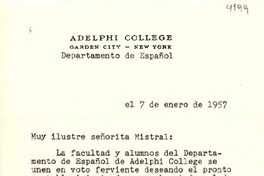 [Carta] 1957 ene. 7, New York, [E.E.U.U.] [a] [Gabriela] Mistral