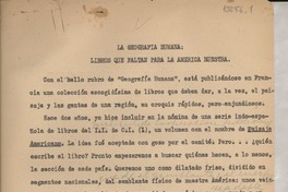 La geografía humana : libros que faltan para la América nuestra