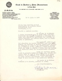 [Carta] 1956 jul. 18, New York [a] Gabriela Mistral, Washington D. C.