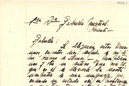 [Carta] [1942?] , Montevideo, Uruguay [a] Gabriela Mistral