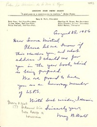 [Carta] 1956 ago. 28, [Baton Rouge, Louisiana] [a] Gabriela Mistral