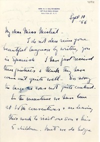[Carta] 1956 sept. 10, New York [a] Gabriela Mistral