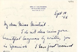 [Carta] 1956 sept. 10, New York [a] Gabriela Mistral