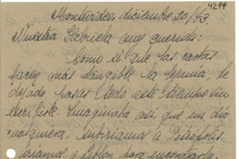 [Carta] 1943 dic. 20, Montevideo [a] Gabriela Mistral